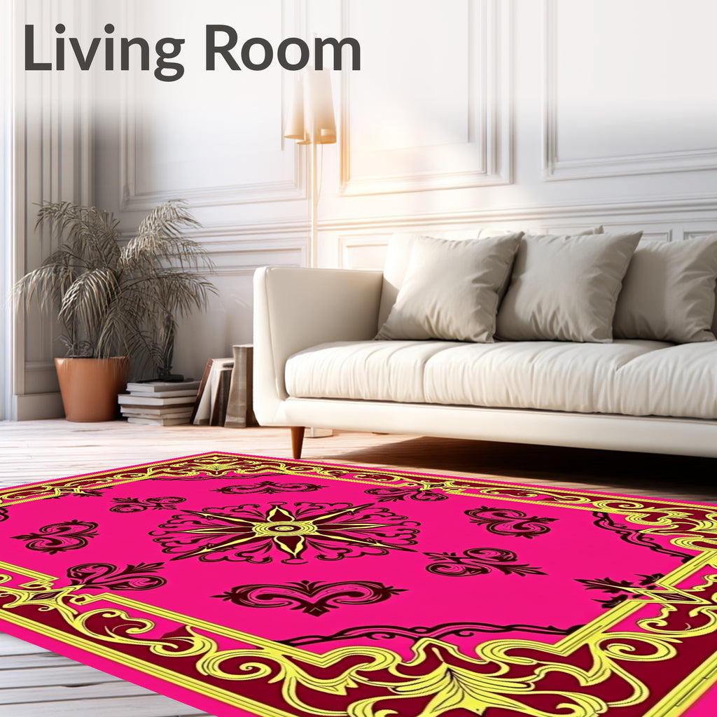Vibrant Fuchsia Ornate Floral Medallion Rug