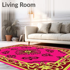 Vibrant Fuchsia Ornate Floral Medallion Rug