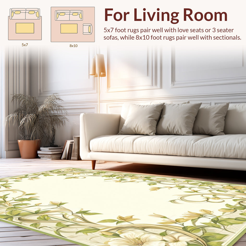 Ornate Floral Vine Leaf Pattern Rug