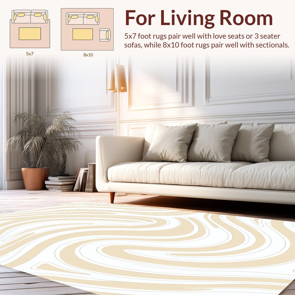 Organic Swirl Pattern Cream Rug