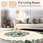 Dark Green Mushroom Floral Mandala Pattern Rug