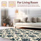 Dark Blue Vintage Floral Pattern Rug