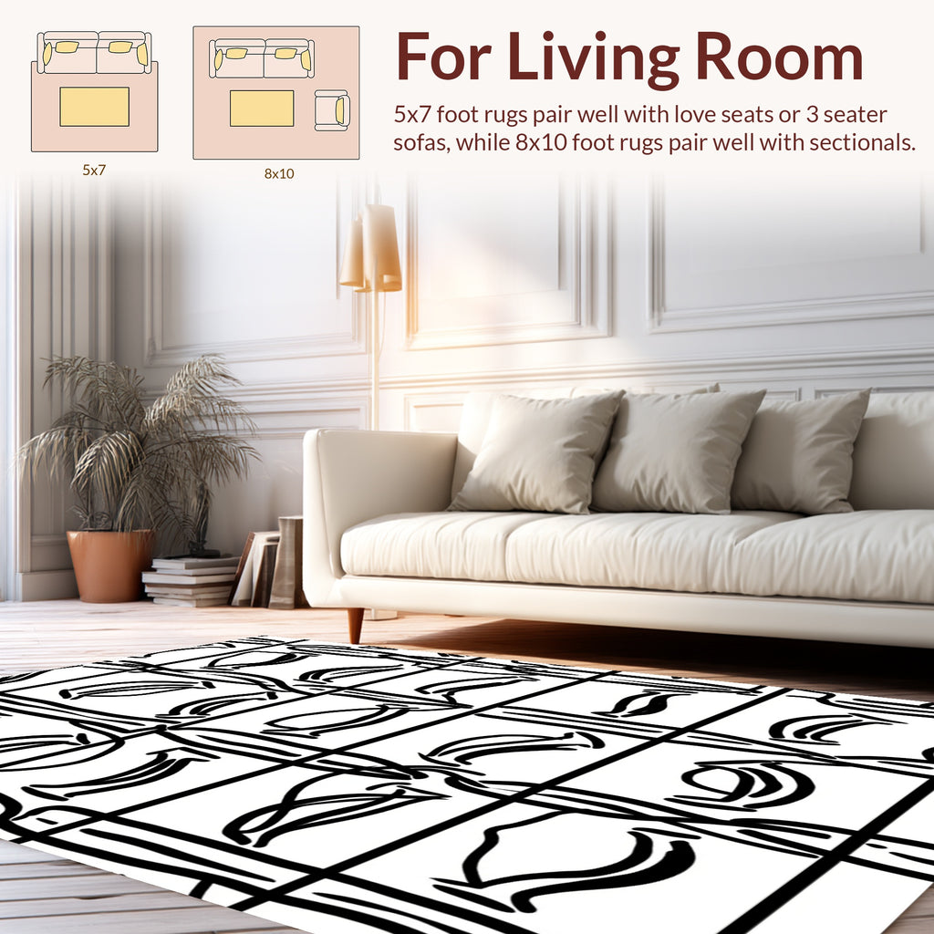Abstract Brushstroke Geometric Pattern Rug