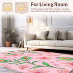 Peacock Feather Floral Pink Pattern Rug