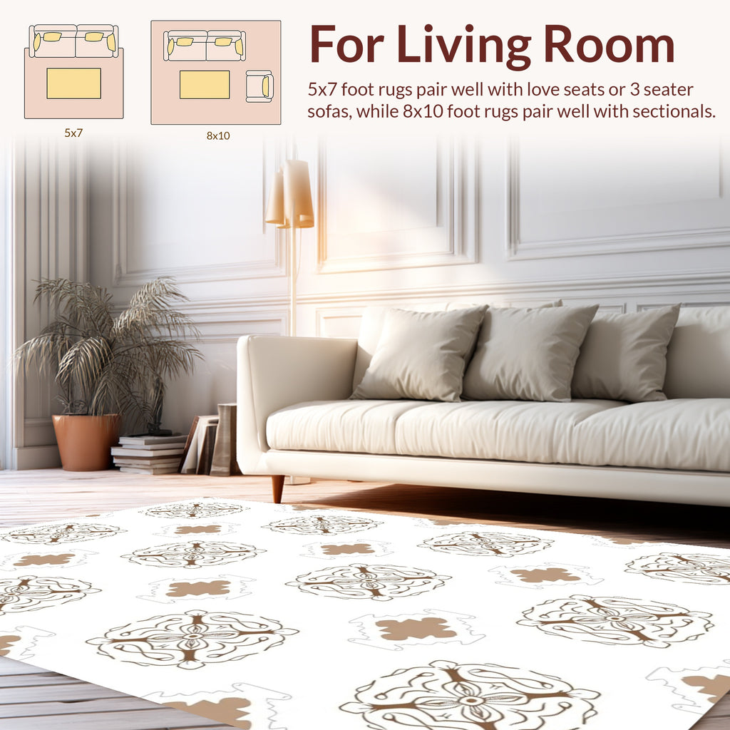 Brown Floral Medallion Repeating Pattern Rug
