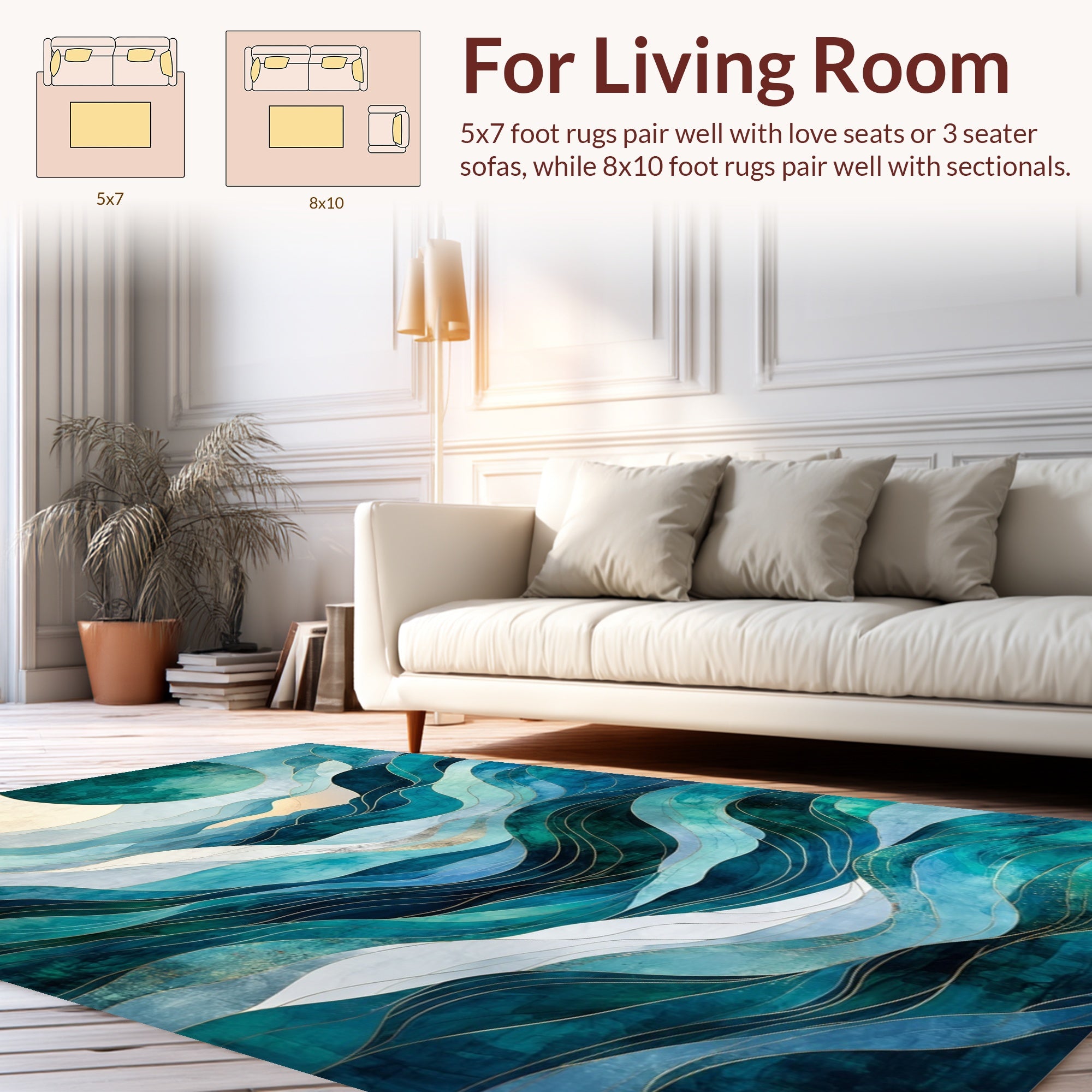 Oceanic Waves Marble Design Rug