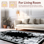 Monochromatic Floral Scrollwork Design Rug