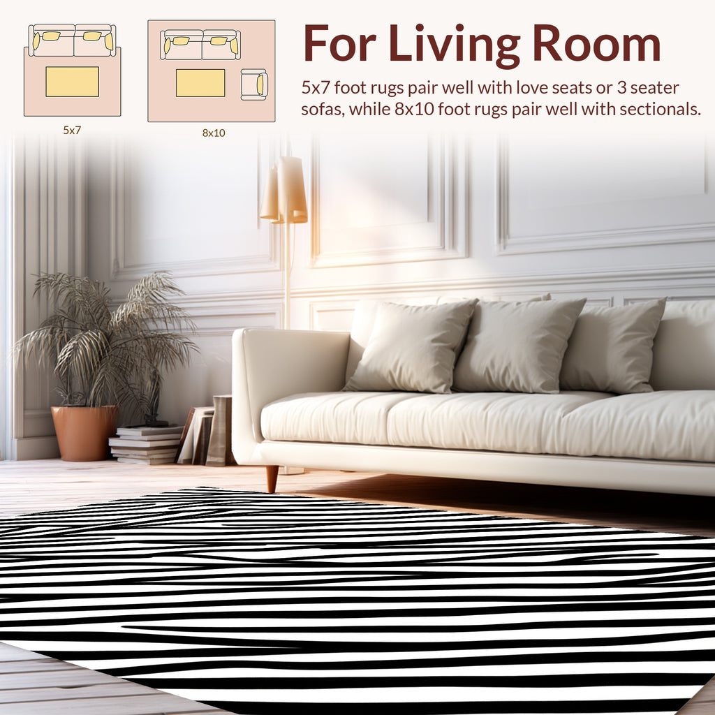 Black and White Jagged Lines Rug