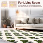 Green Vintage Scroll Floral Pattern Rug