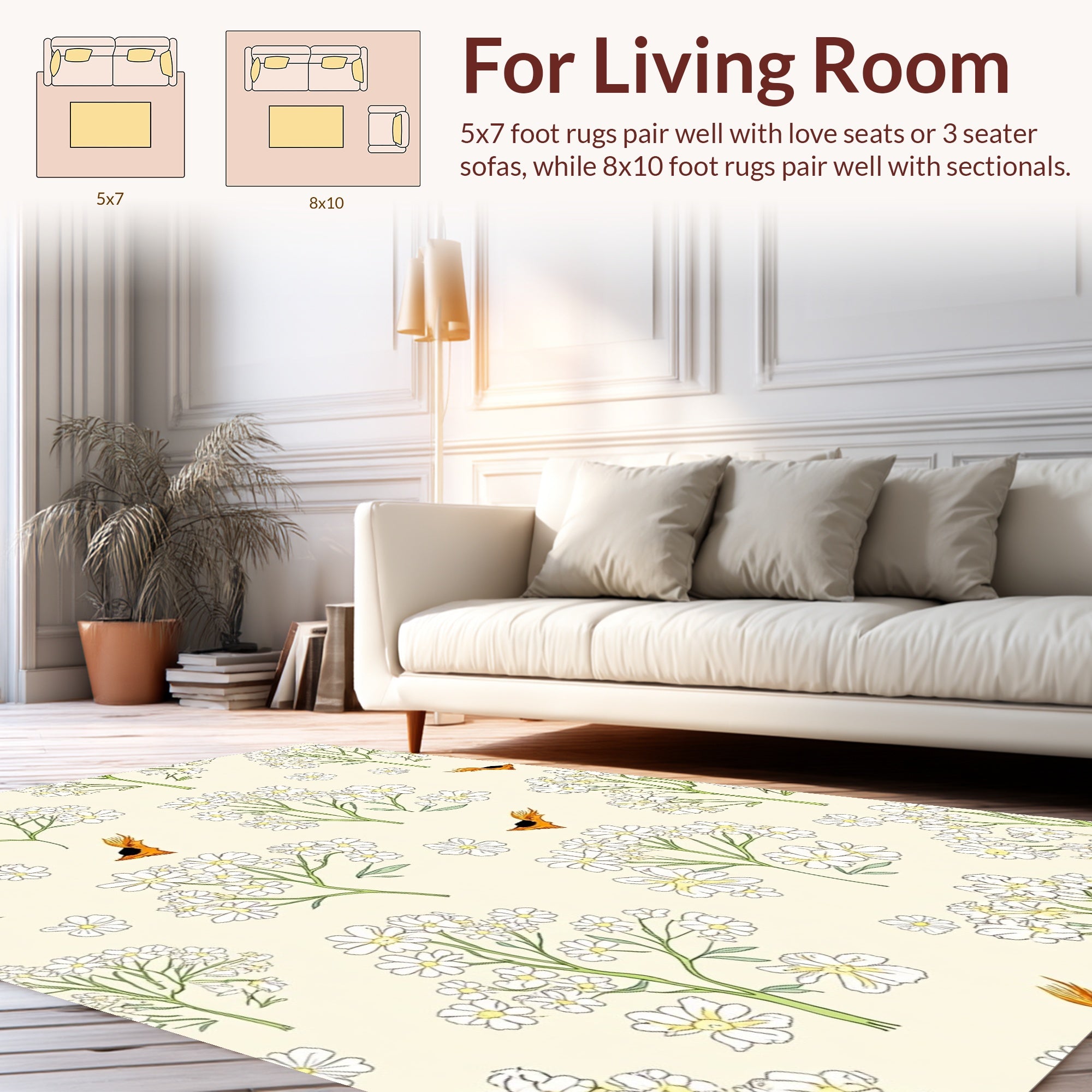 Ornate Floral Bird Pattern Design Rug