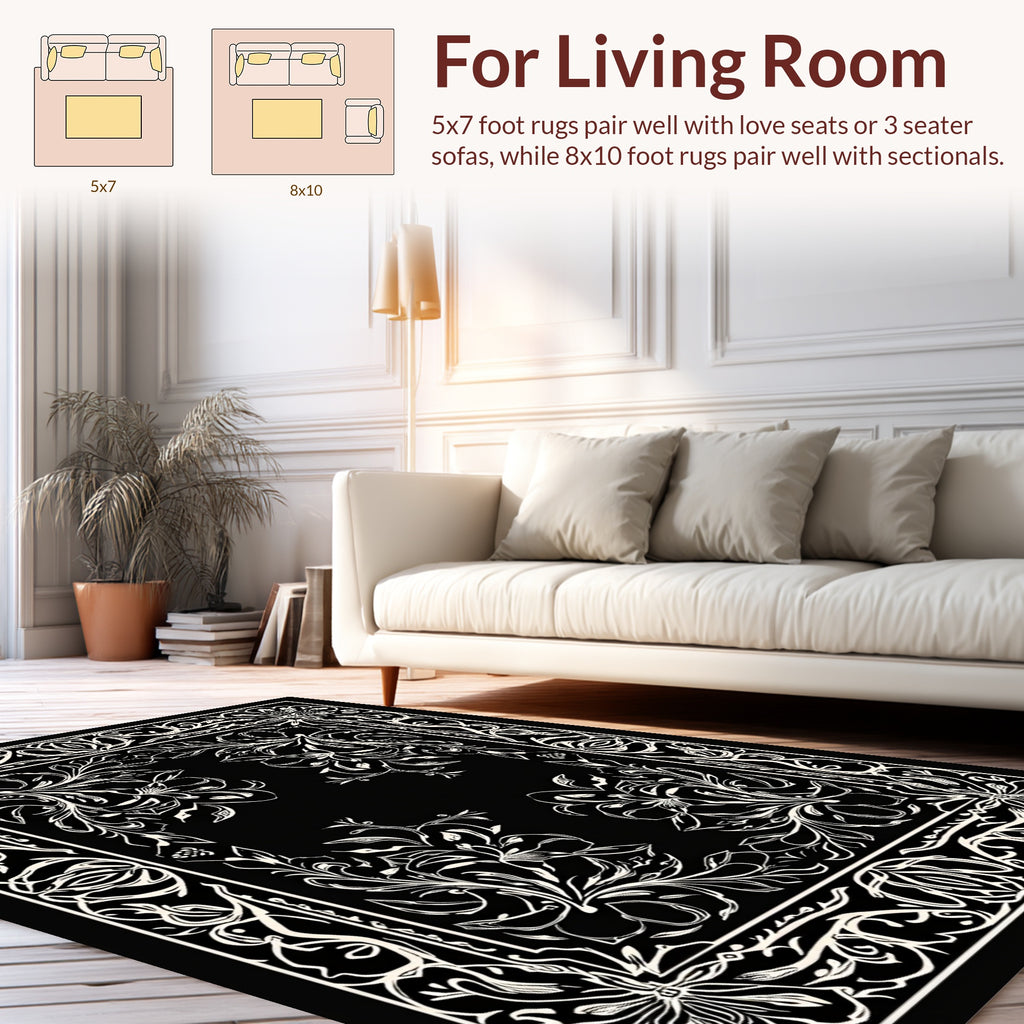 Ornate Floral and Vine Pattern Rug