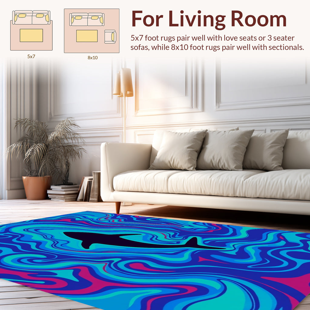 Shark In Psychedelic Water Pattern Rug