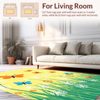Whimsical Butterflies Floral Field Pattern Rug