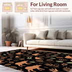 Brown Bison Foliage Pattern Rug
