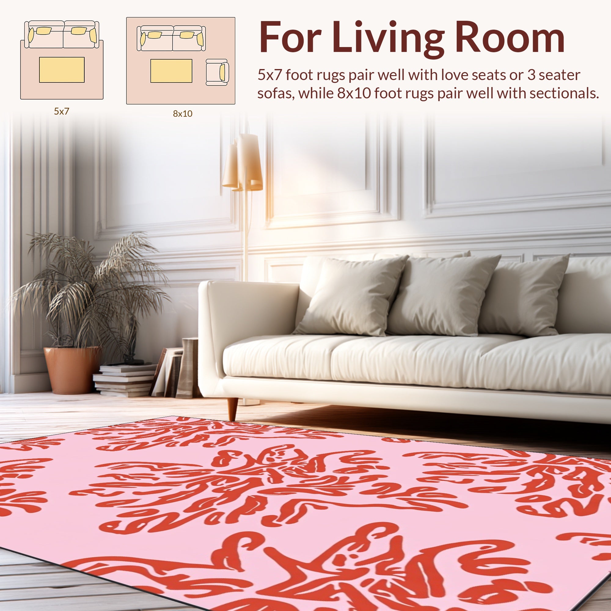 Bold Coral Organic Pattern Design Rug