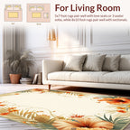 Tropical Hibiscus Palm Leaf Pattern Rug