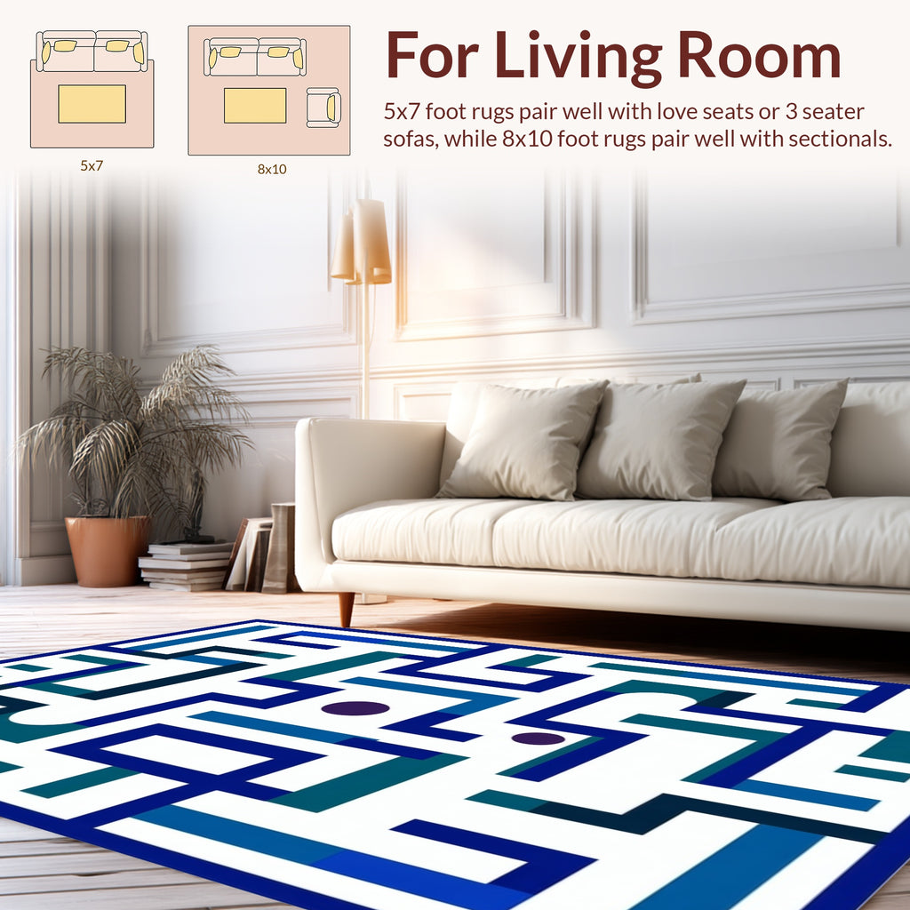 Modern Geometric Maze Pattern Rug