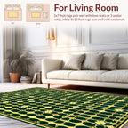 Elegant Gold Orb Floral Pattern Rug