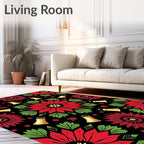 Red Green Floral Bells Mandala Rug