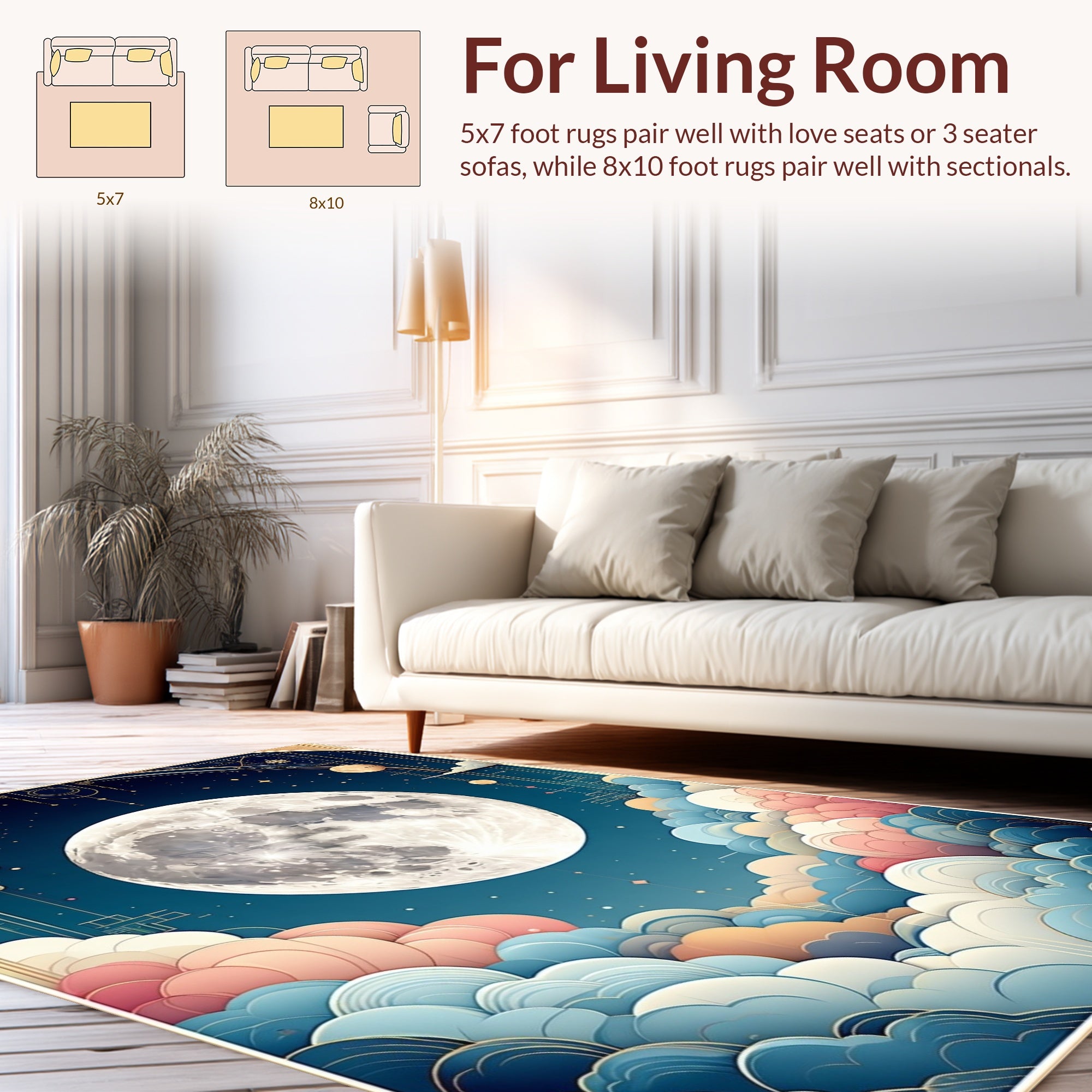 Dreamy Moon Cloud Arch Design Rug