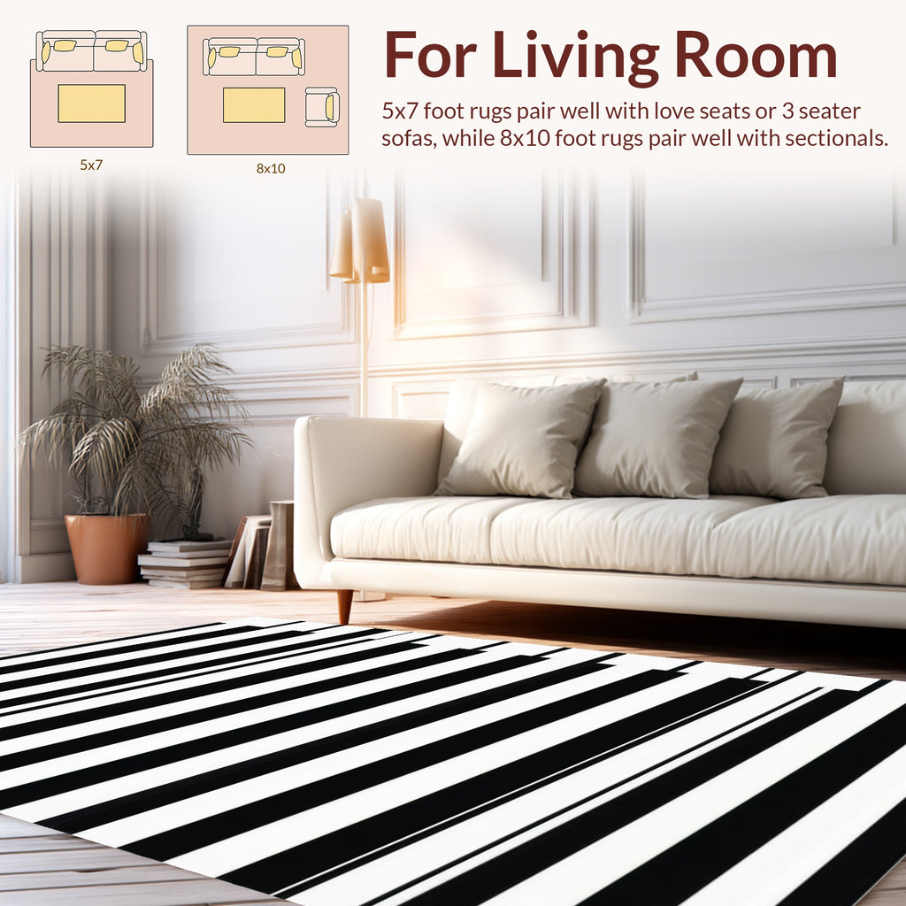 Minimalist Black White Stripes Rug