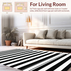 Minimalist Black White Stripes Rug
