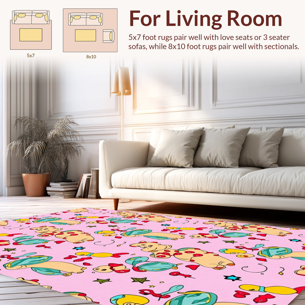 Cute Cartoon Animal And Star Pattern Rug