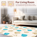 Ocean Seashells Blue Gold Pattern Rug