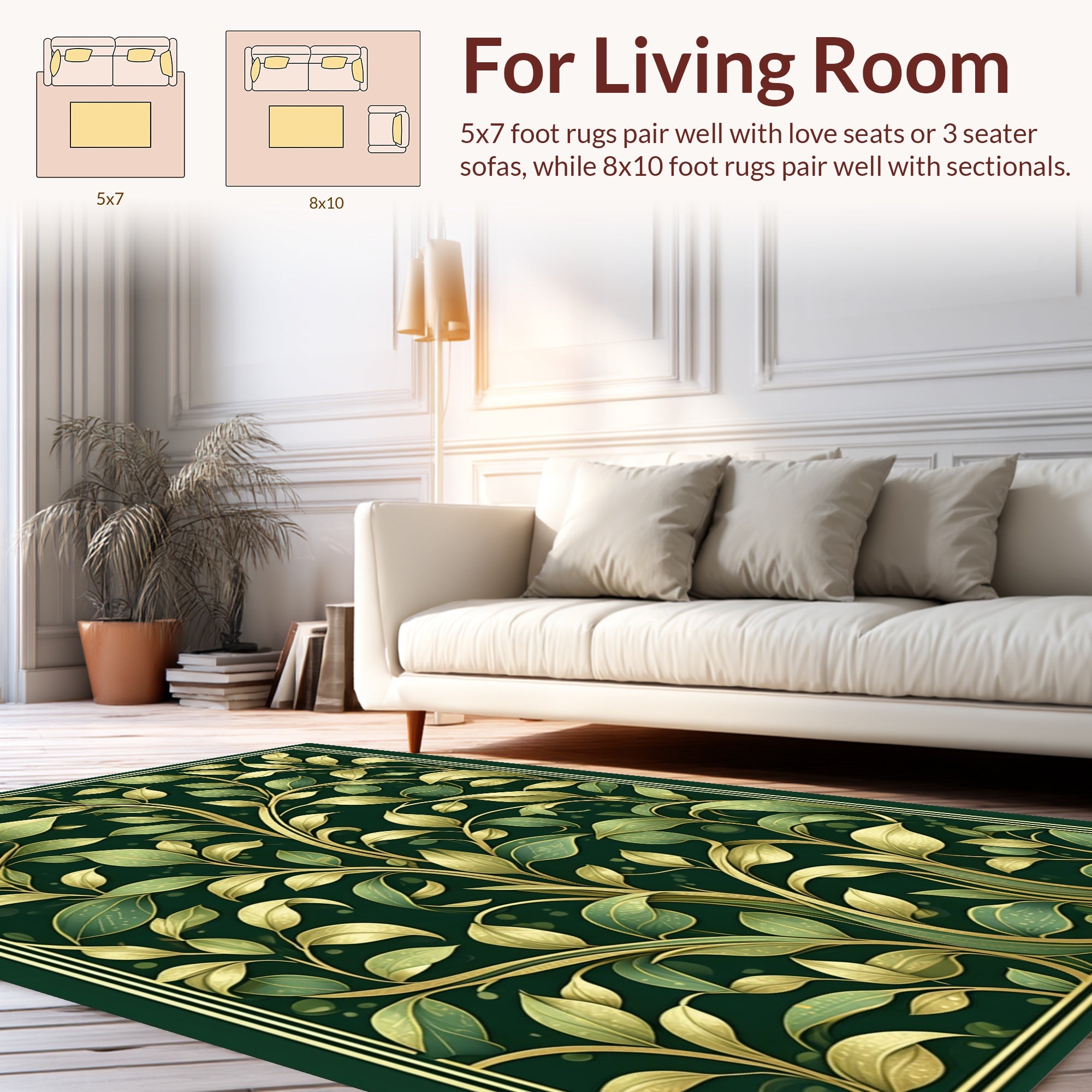 Gilded Vine Leaf Pattern Rug