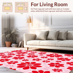 Bold Red Floral Pattern Design Rug