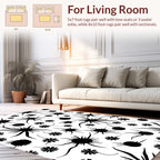 Black Spiky Floral Pattern Rug
