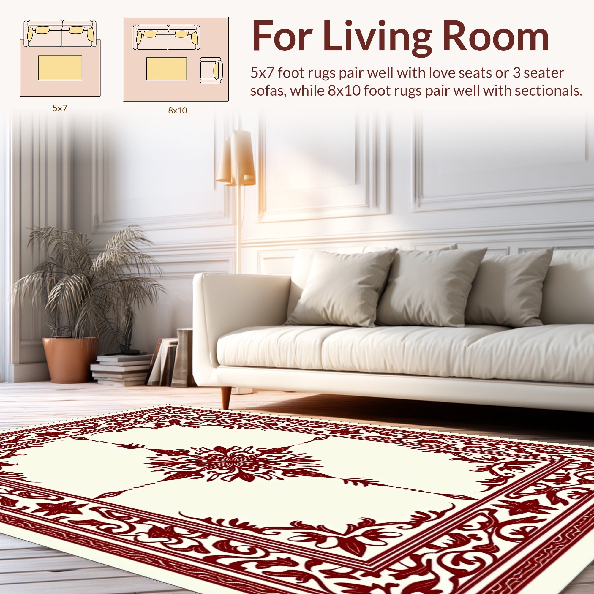 Rich Red Floral Intricate Pattern Rug