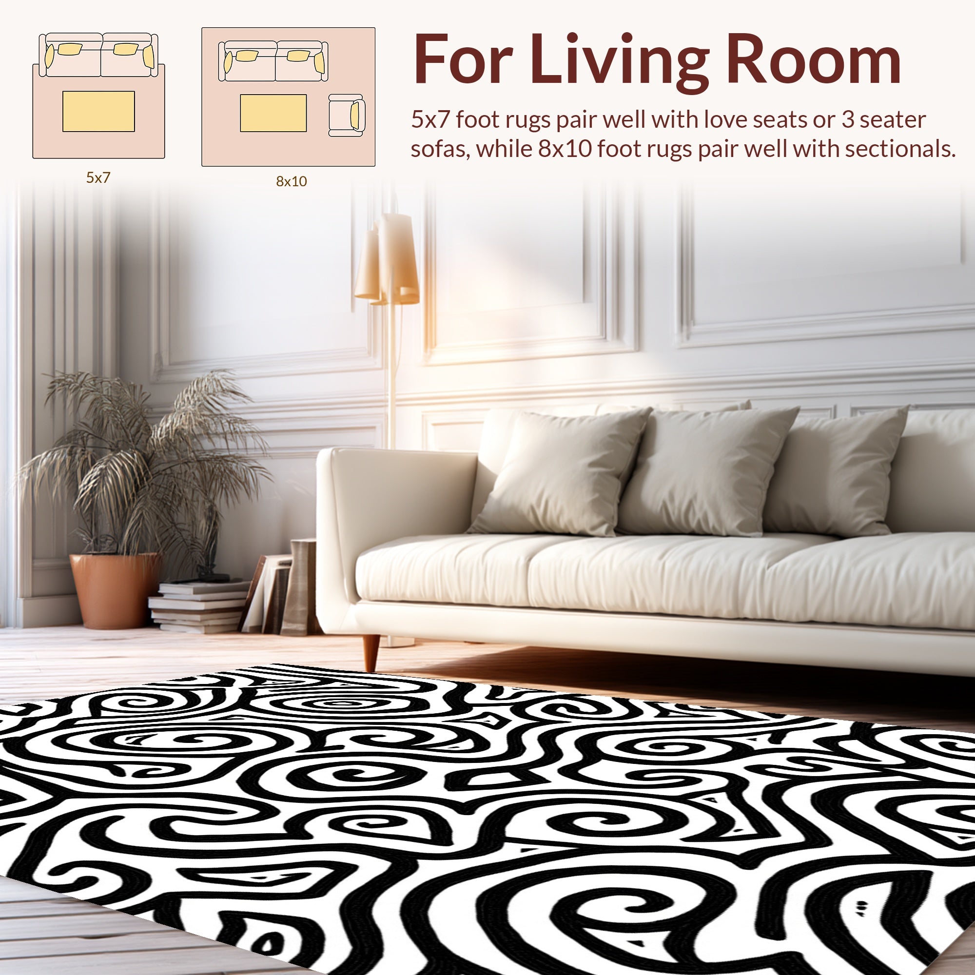 Abstract Swirls Lines Pattern Rug