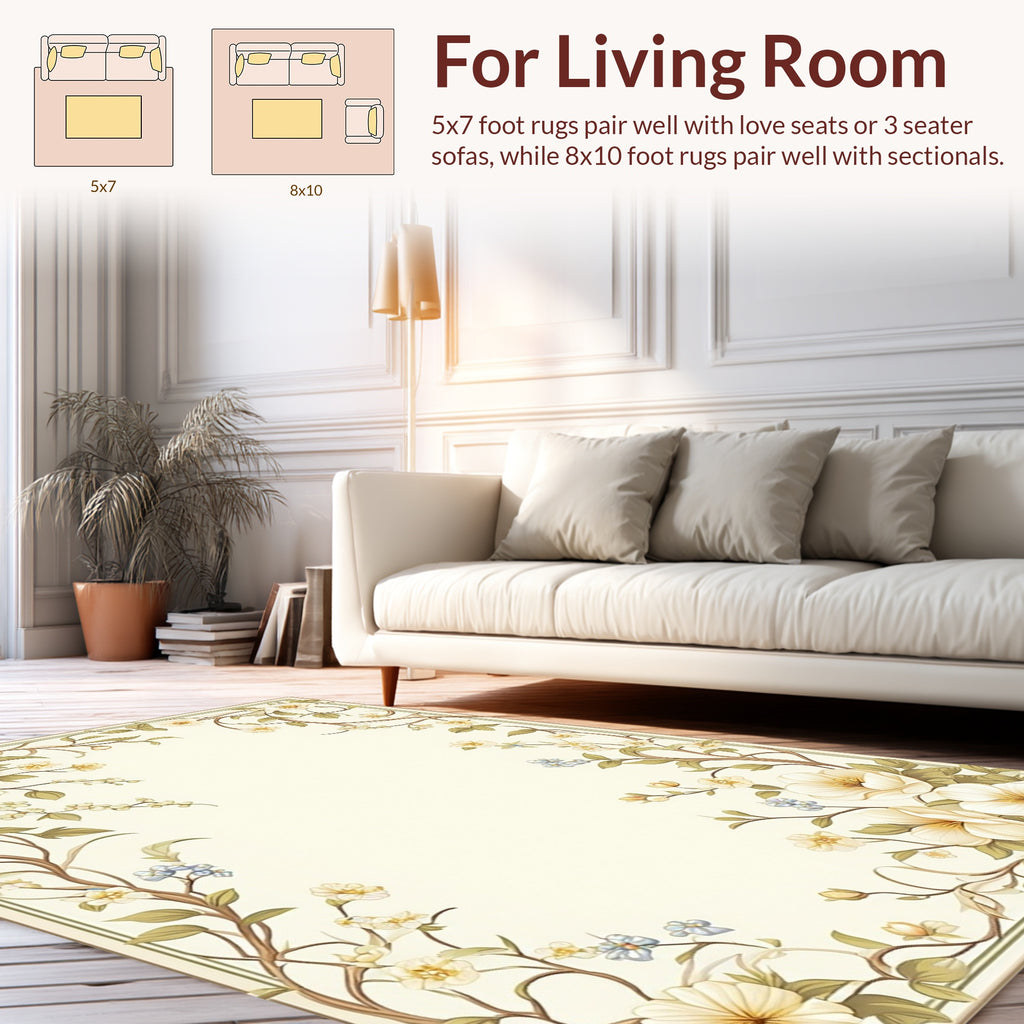 Floral Vine Art Nouveau Border Rug