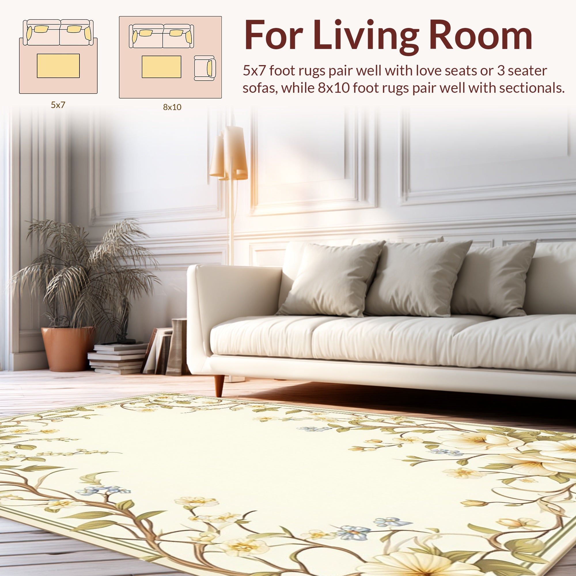 Floral Vine Art Nouveau Border Rug