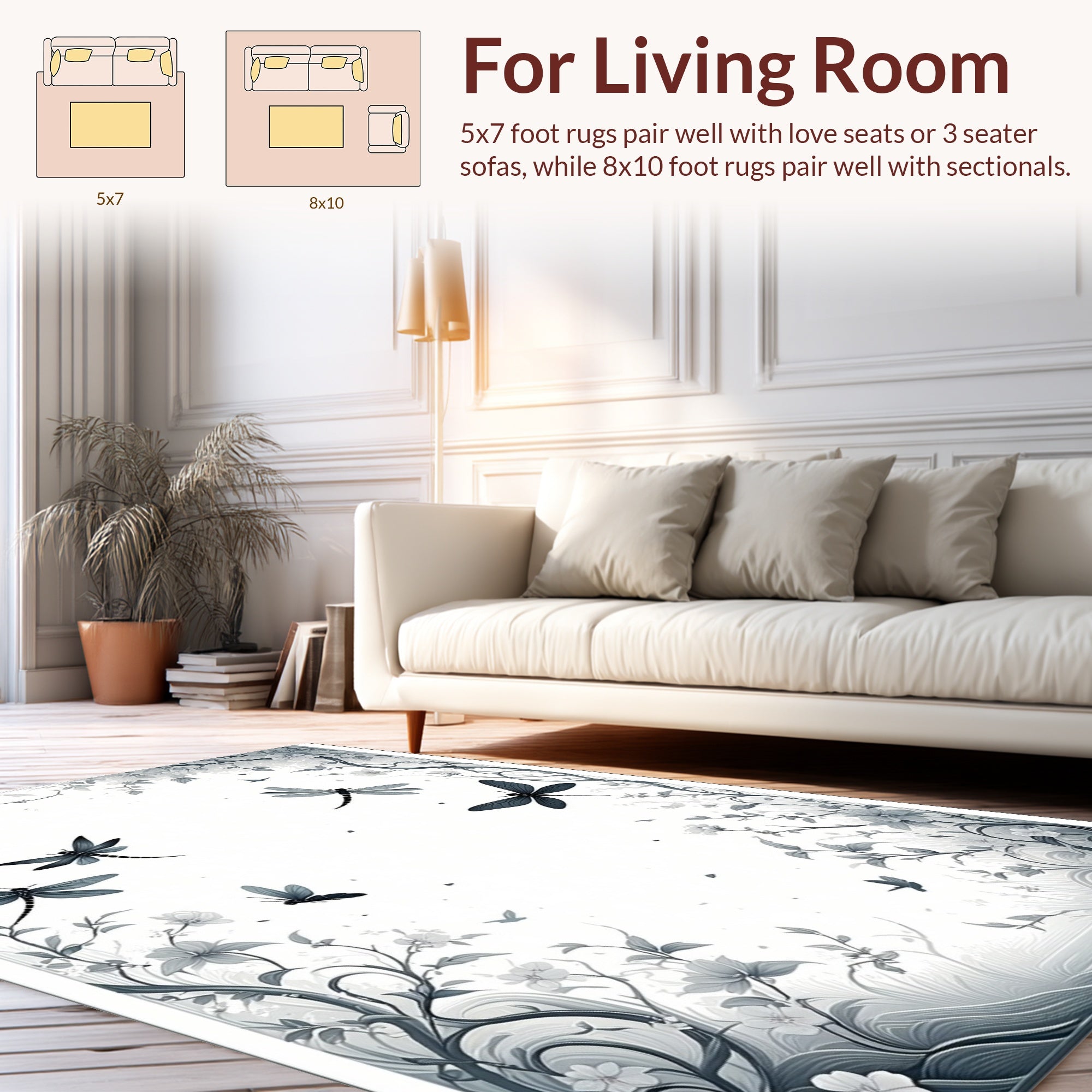 Dragonfly And Floral Whimsical Design Rug