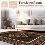Ornate Black Gold Geometric Diamond Rug