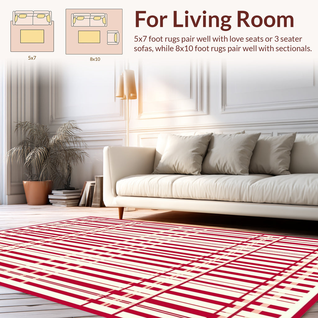 Classic Red Stripe Geometric Rug