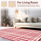 Classic Red Stripe Geometric Rug