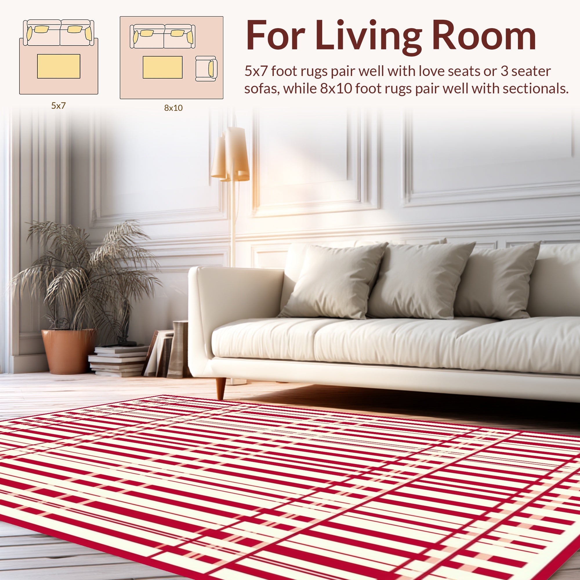 Classic Red Stripe Geometric Rug