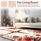 Bold Red Compass Floral Vintage Design Rug