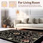 Vintage Floral Medallion Black Rug