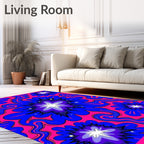 Cosmic Pink Blue Starburst Explosion Rug