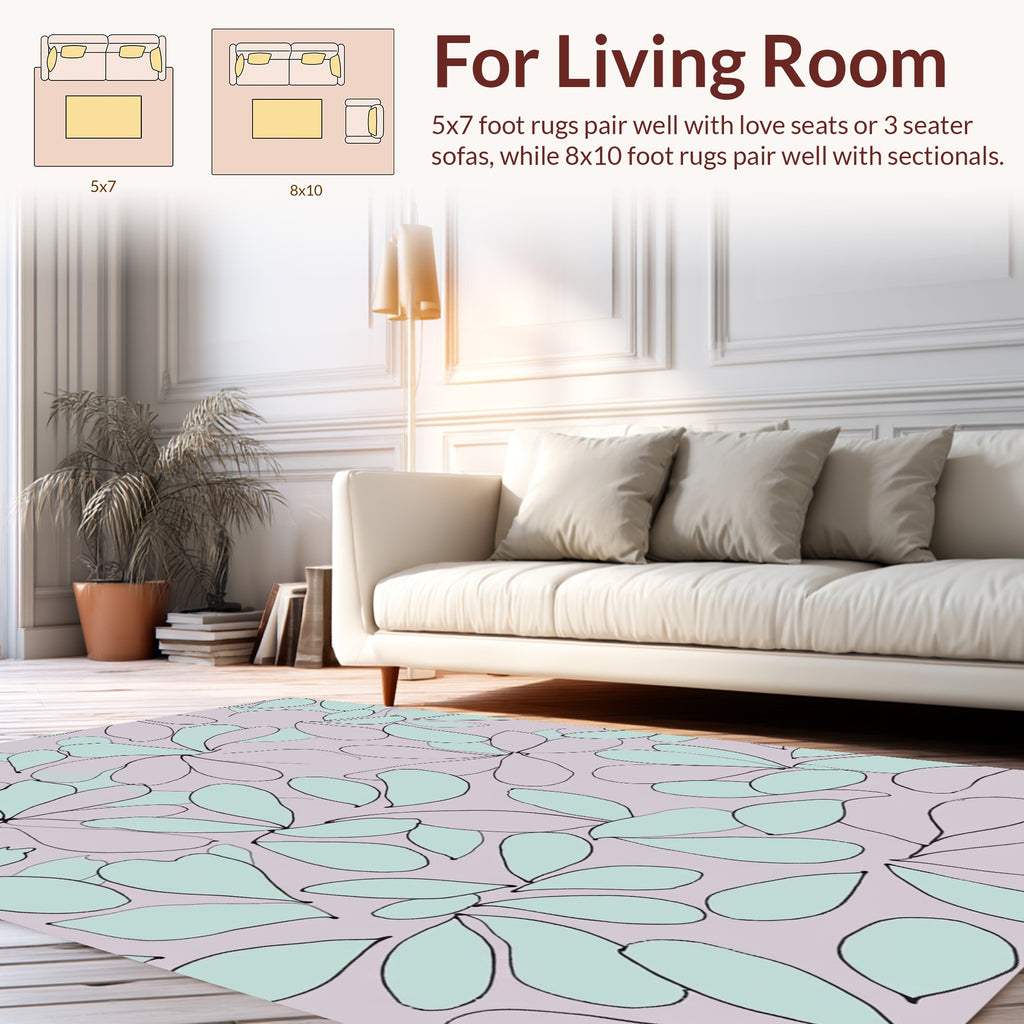 Soft Botanical Outline Pastel Rug