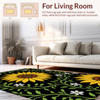 Sunflower Vine Black Pattern Rug