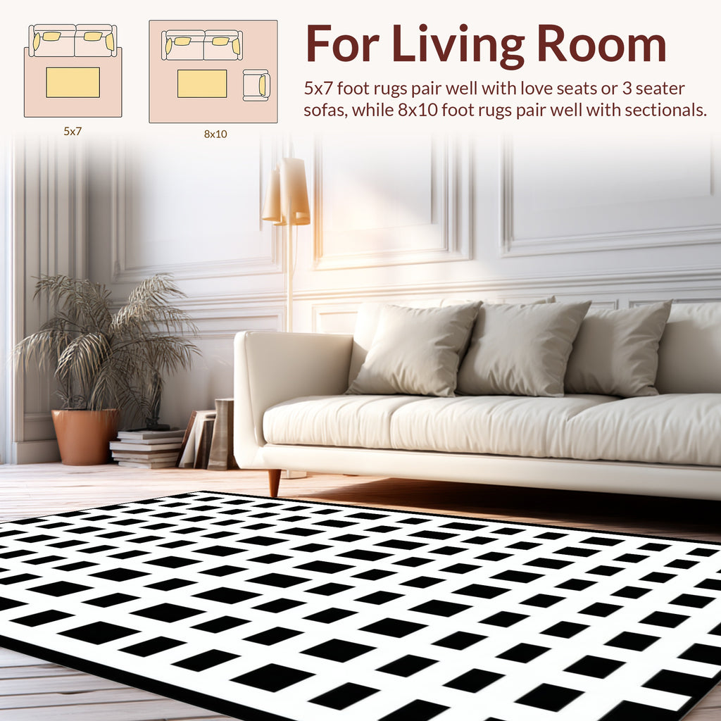 Bold Geometric Grid Pattern Rug