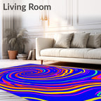 Vibrant Swirl Blue Rainbow Rug