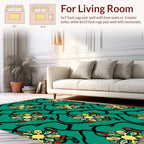 Teal Floral Vine Pattern Rug