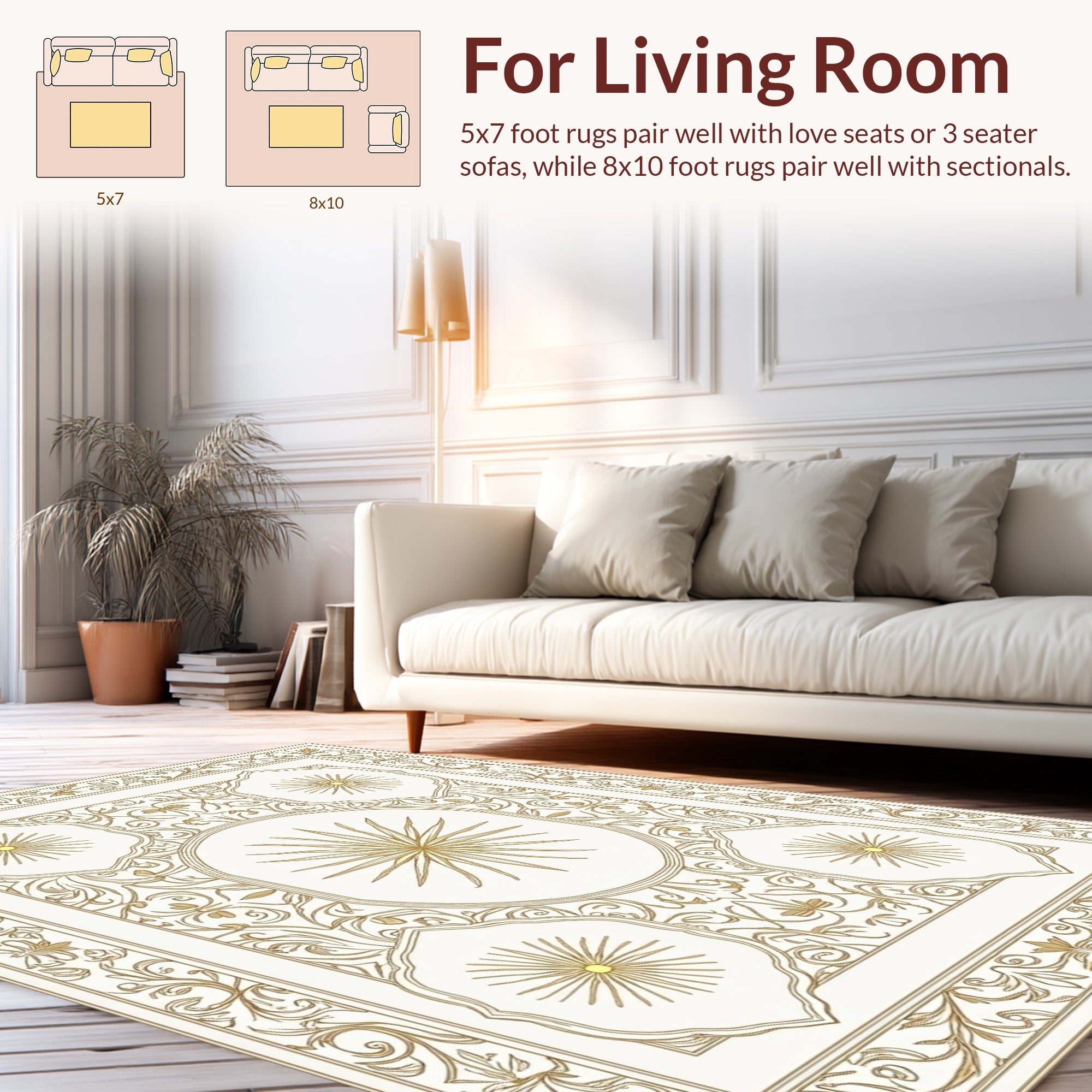 Elegant Floral Sunburst Intricate Design Rug