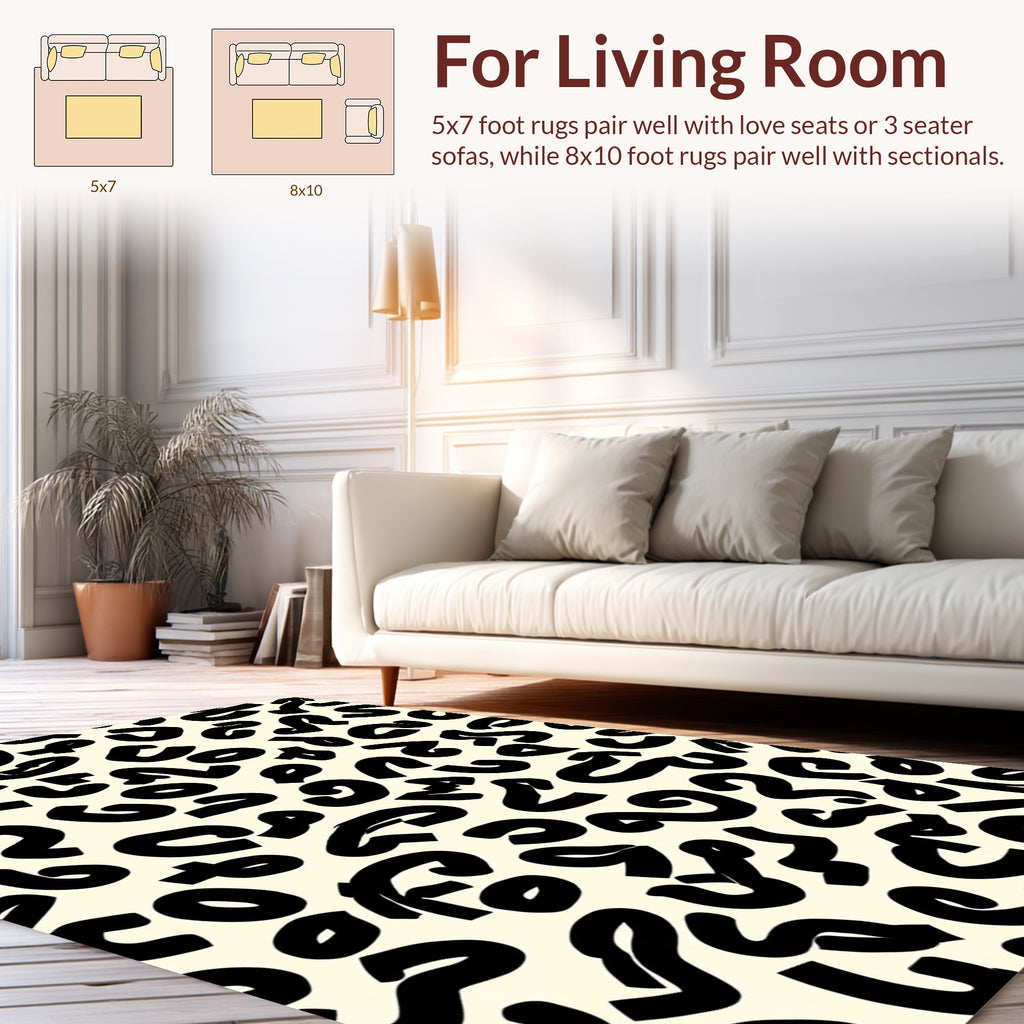Bold Abstract Black On Cream Pattern Rug
